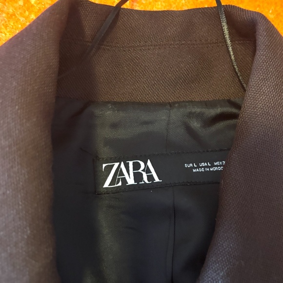 Zara dark brown double breasted button blazer coat NWT - Picture 4 of 14